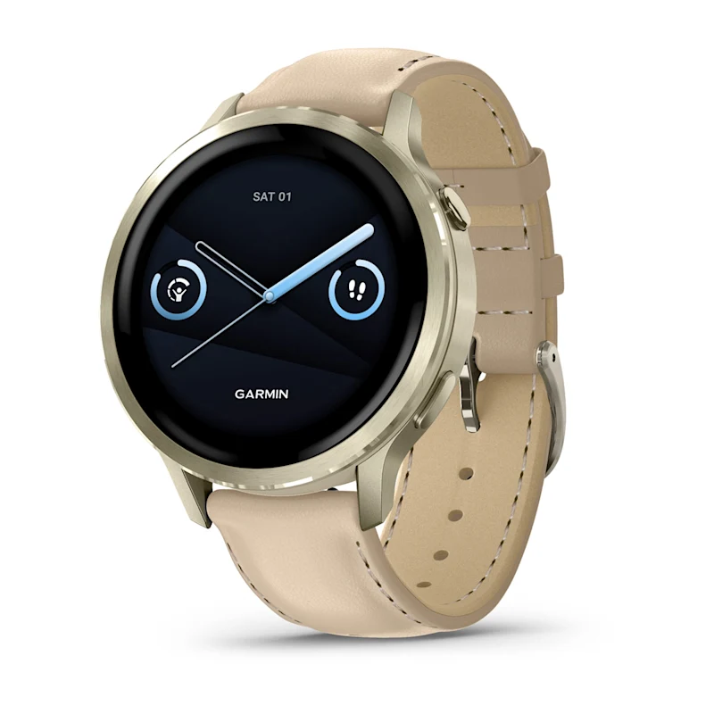 RELOJ GARMIN VENU 4 41MM LUNAR GOLD LIGHT SAND LEATHER BAND+BONE BAND 010-03013-03